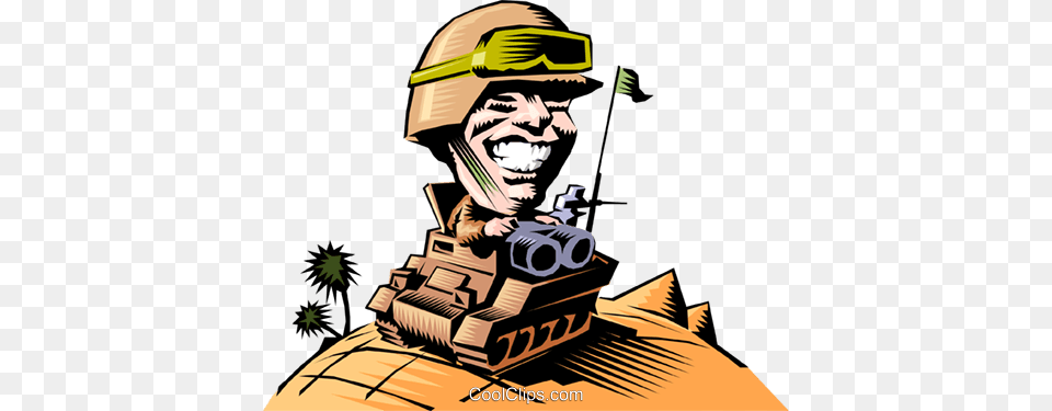 Cartoon Tank Commander Royalty Vector Clip Art Illustration, Plant, Grass, Person, Man Png