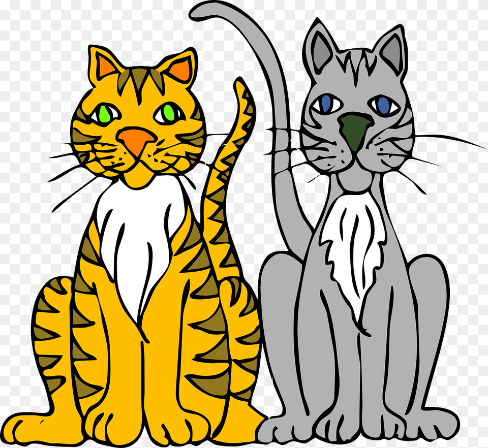 Cartoon Tigers Svg Clip Arts 2 Cats Clipart, Animal, Cat, Mammal, Pet Free Transparent Png