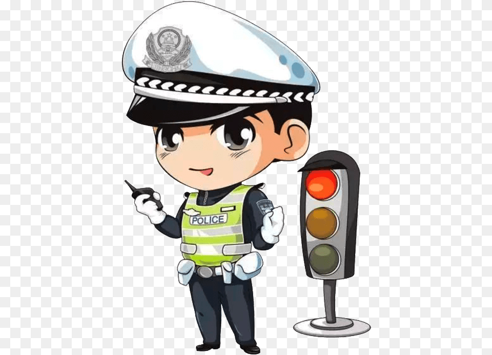 Cartoon Traffic Police Pattern Elements On Duty Traffic Police Clipart, Light, Person, Face, Head Free Png