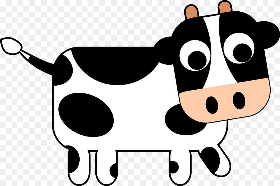 Cartoon Transparent Background Cow, Animal, Cattle, Livestock, Mammal Png