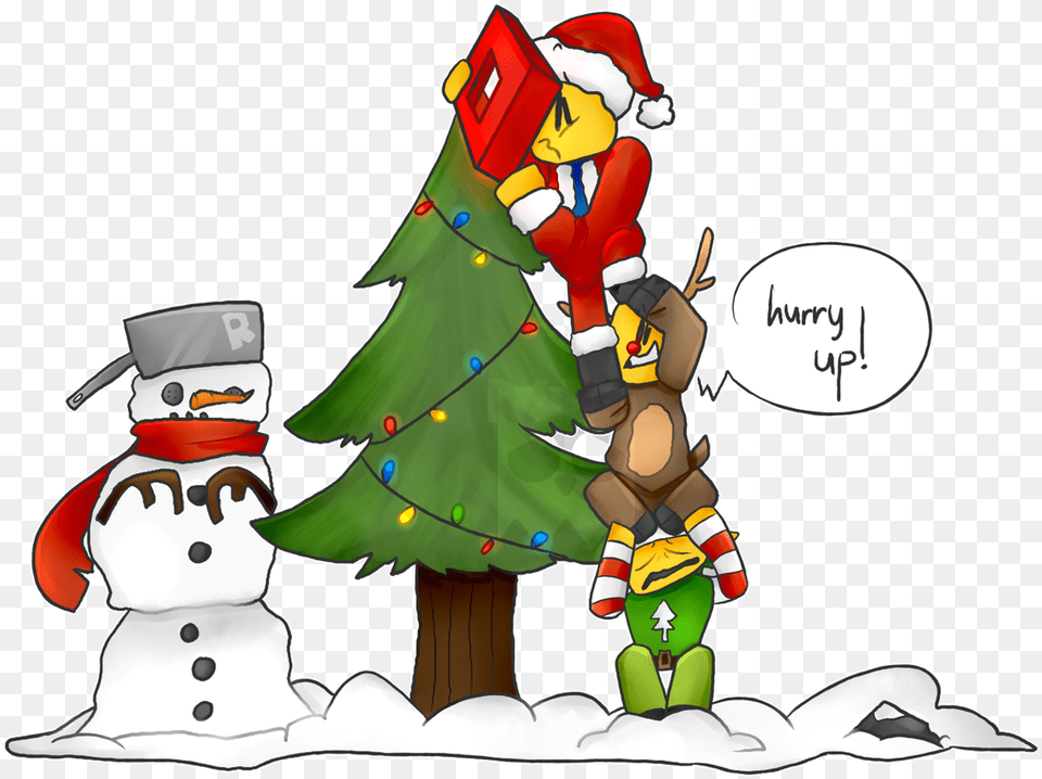 Cartoon Transparent Roblox Noob With Christmas Hat, Outdoors, Nature, Winter, Baby Png