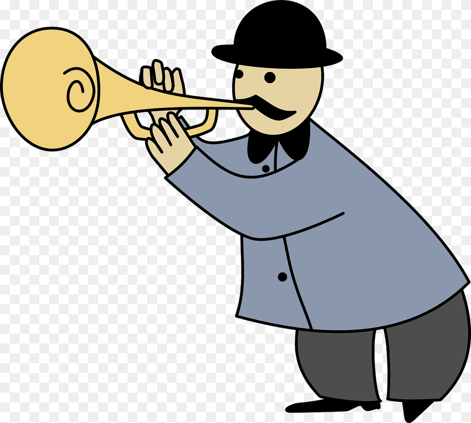 Cartoon Trumpet Player Images, Brass Section, Horn, Musical Instrument, Person Png