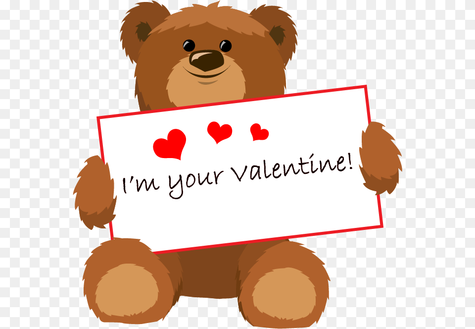 Cartoon Valentines Teddy Bear, Teddy Bear, Toy, Animal, Mammal Png Image