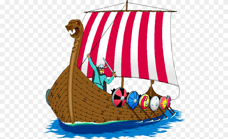 Cartoon Viking Ship Gif, Boat, Sailboat, Transportation, Vehicle Free Transparent Png