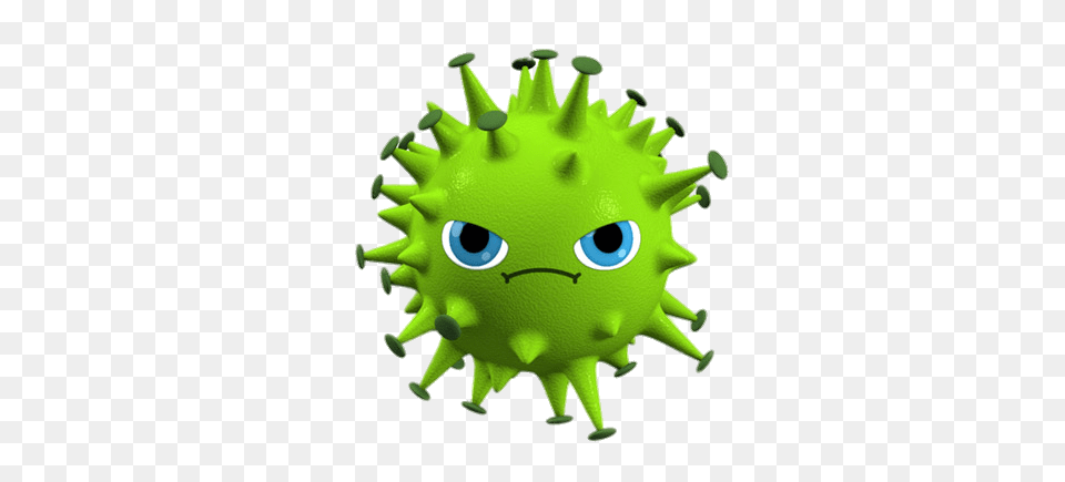 Cartoon Virus With Face, Green, Animal, Sea Life, Fish Free Png