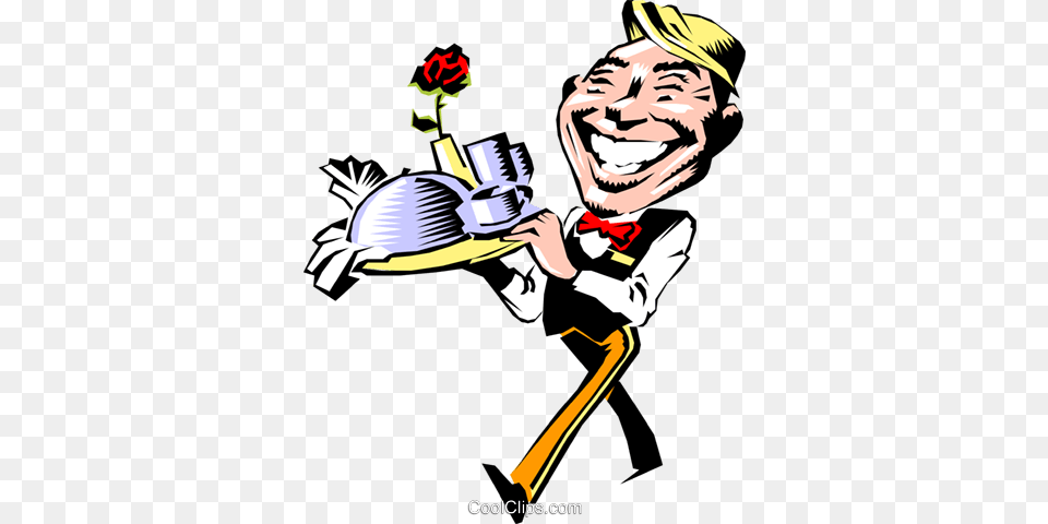 Cartoon Waiter Royalty Vector Clip Art Illustration, Adult, Male, Man, Person Free Transparent Png