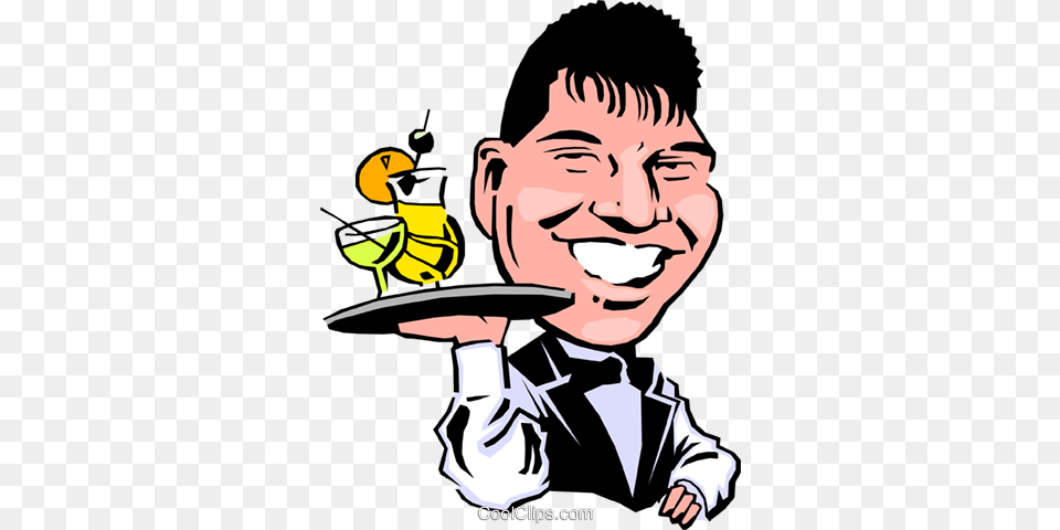 Cartoon Waiter Royalty Vector Clip Art Illustration, Baby, Person, Book, Comics Png