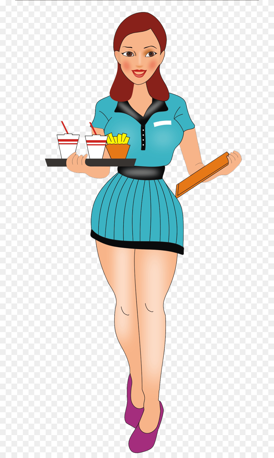 Cartoon Waitress Clipart, Adult, Female, Person, Woman Png