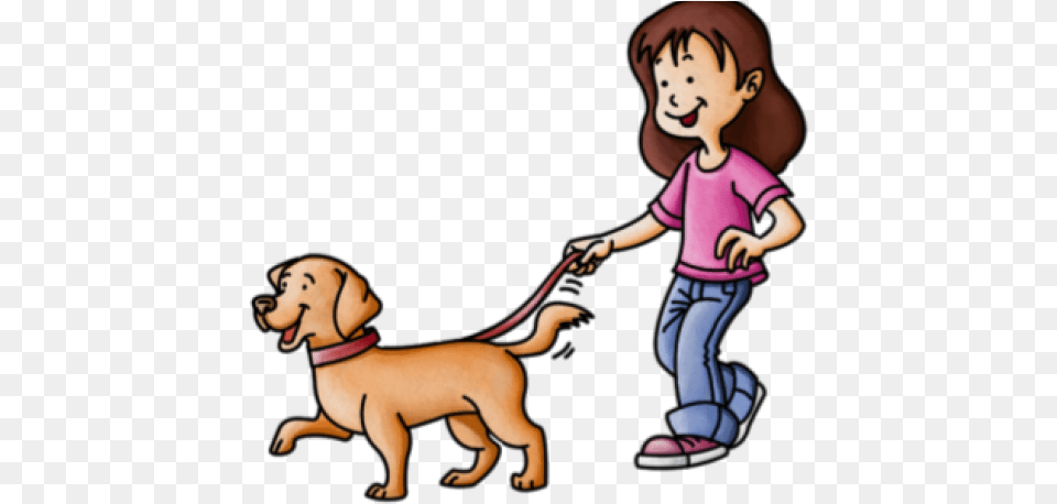 Cartoon Walking Dog Walking A Dog Clipart, Baby, Person, Animal, Canine Free Png Download