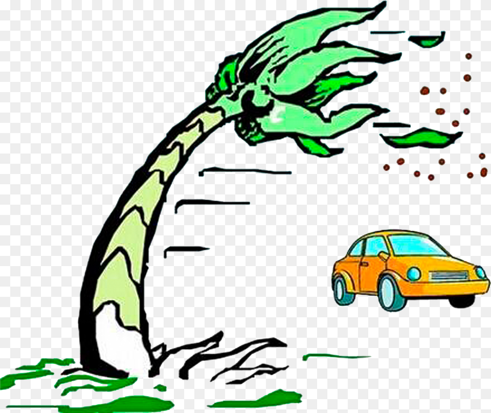 Cartoon Wind Painting Wind Tree Blowing Clipart, Bottle, Machine, Wheel, Car Free Png