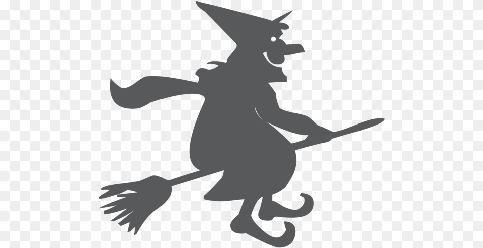 Cartoon Witch On A Broomstick, People, Person, Silhouette, Stencil Png