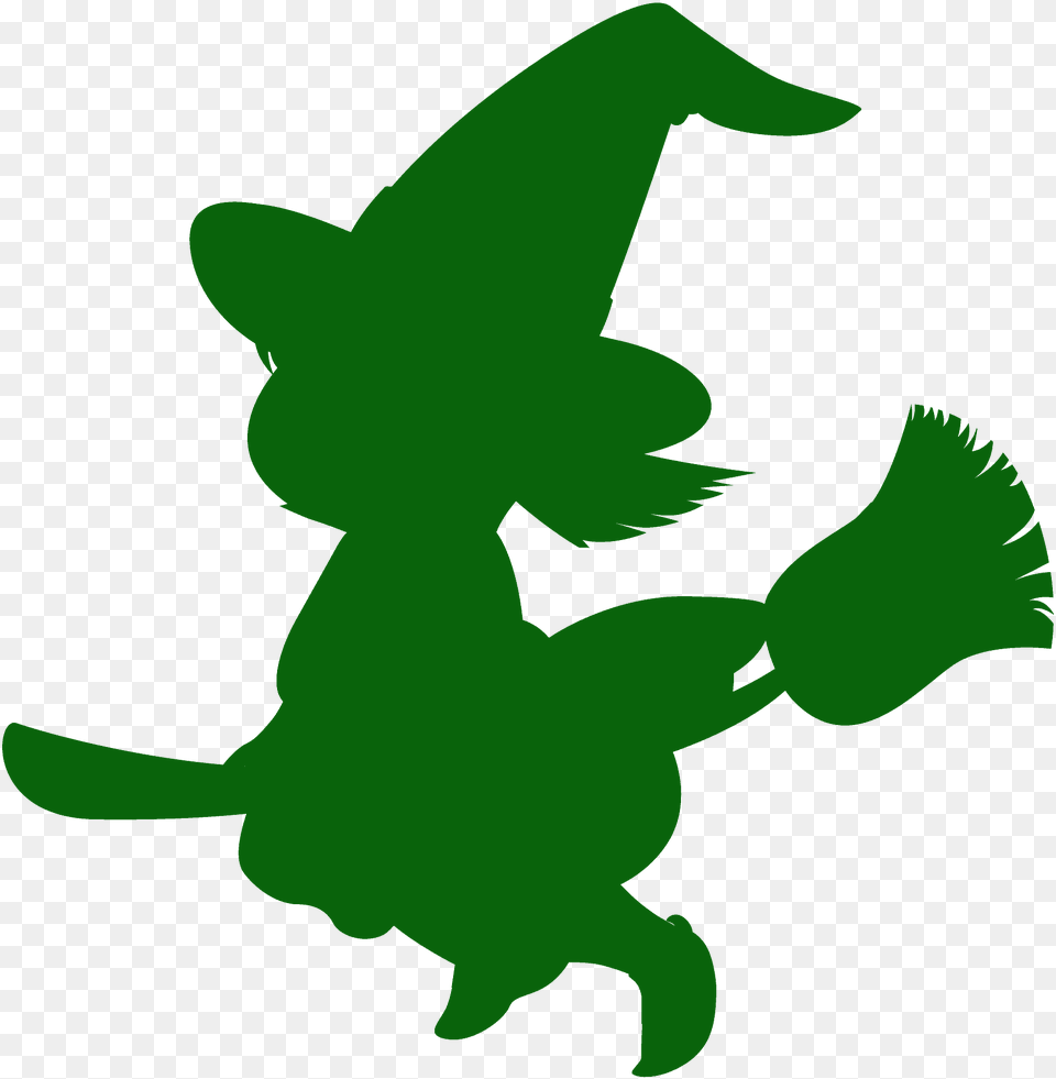 Cartoon Witch On Broom Silhouette, Animal, Fish, Sea Life, Shark Free Transparent Png