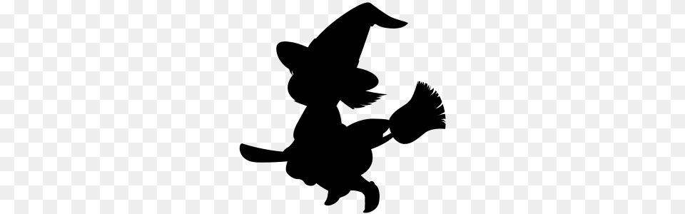 Cartoon Witch Silhouette, Gray Free Png Download