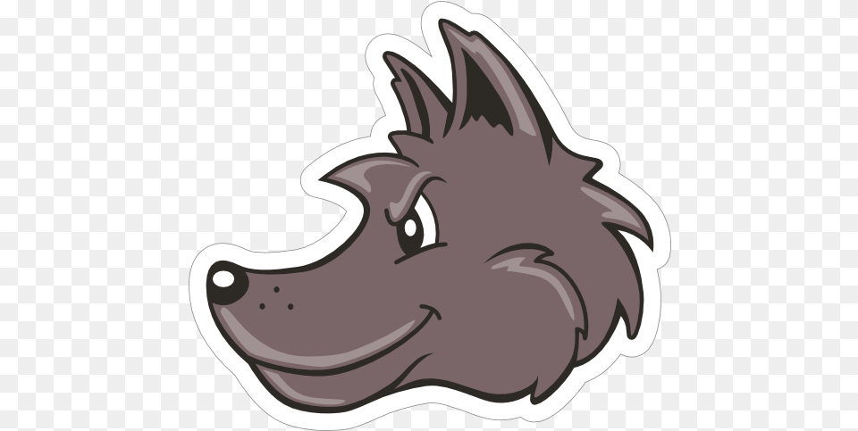 Cartoon Wolf Mascot Sticker Illustration, Animal, Boar, Hog, Mammal Png Image