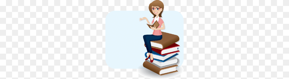 Cartoon Woman Clipart, Book, Reading, Publication, Person Png Image