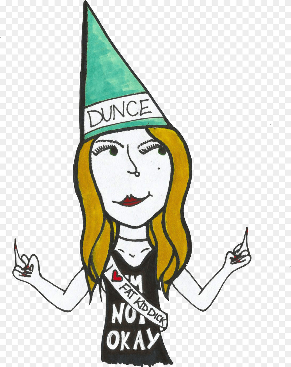 Cartoon Woman Dunce Cap, Clothing, Hat, Person, Face Png Image