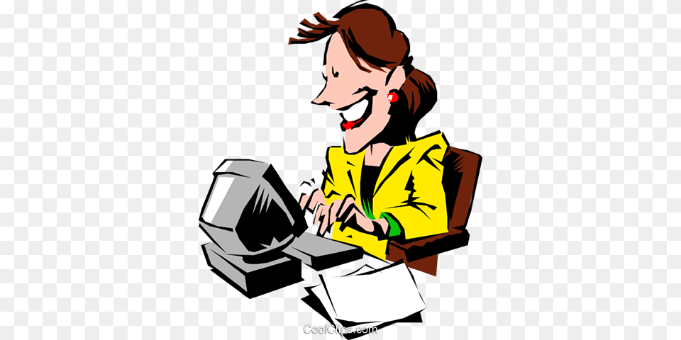Cartoon Woman Typing, Clothing, Coat, Adult, Person Png Image