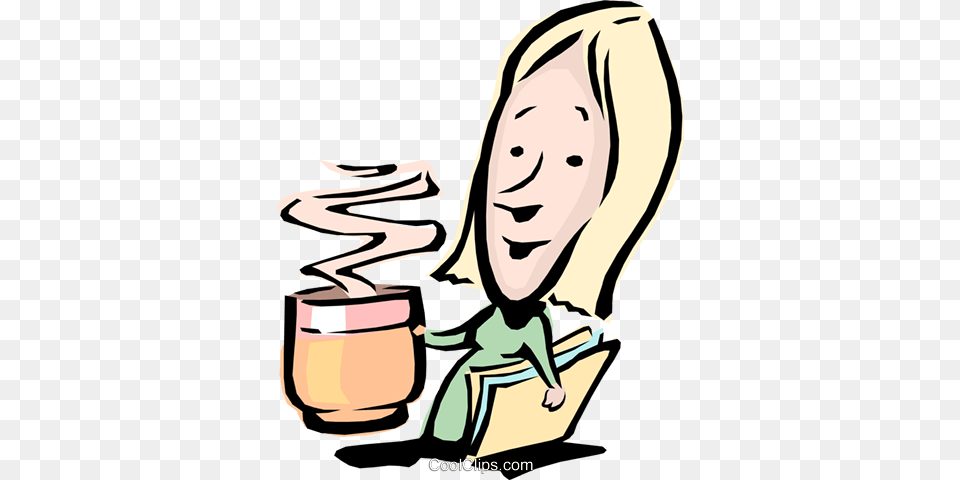 Cartoon Woman With A Cup Of Coffee Royalty Free Vector Clip Art, Head, Person, Face Png Image