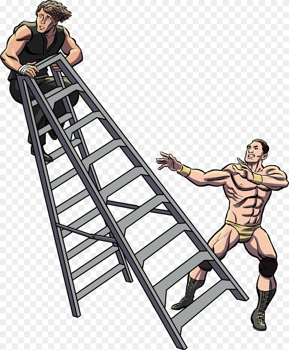Cartoon Wwe Ladder, Adult, Person, Man, Male Free Png