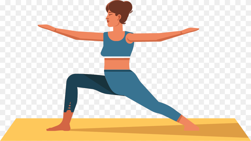 Cartoon Yoga, Fitness, Person, Sport, Warrior Yoga Pose Free Png