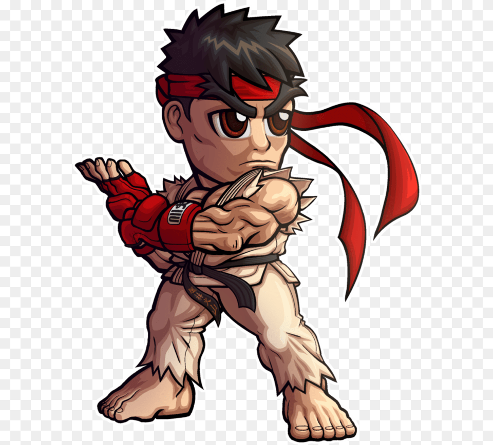 Cartoonfictional Artstyle Street Fighter Chibi Ryu, Baby, Book, Comics, Person Free Transparent Png