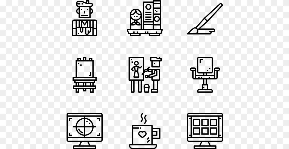 Cartoonist Cafe Icons, Gray Free Png Download