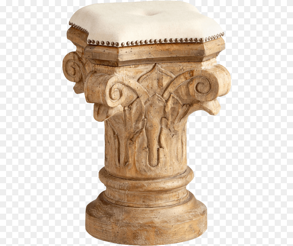 Carved Column Stool Limed Gracewood, Archaeology, Architecture, Pillar, Furniture Free Transparent Png