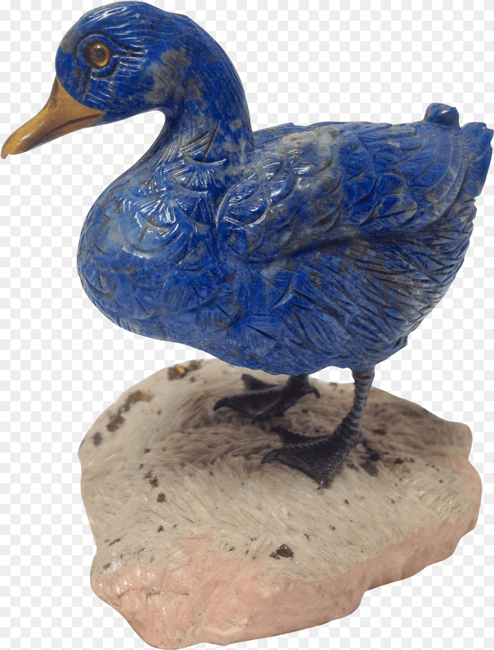 Carved Lapis Lazuli Duck Figurine Tiger Eye Beak Rock, Animal, Bird, Anseriformes, Waterfowl Free Png Download