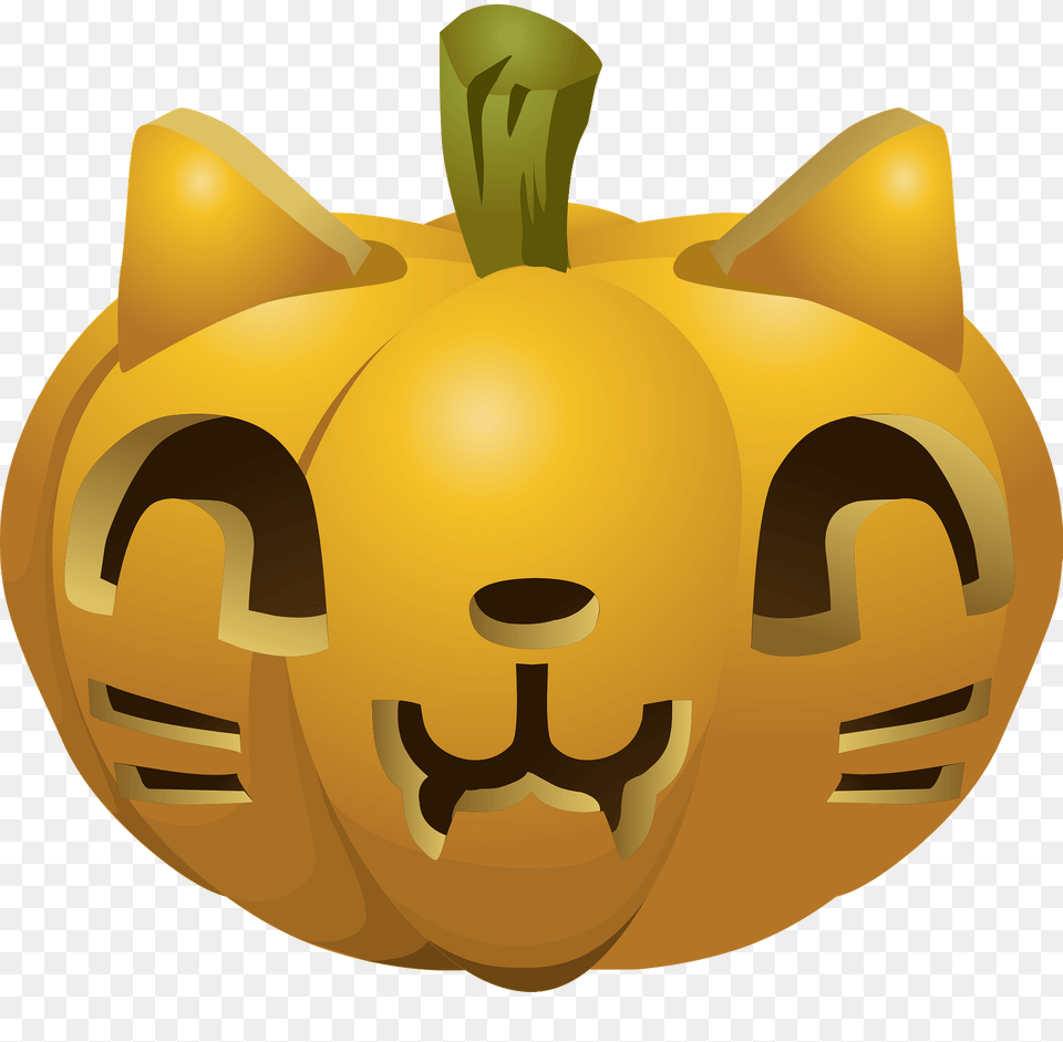 Carved Pumpkin Cat Face Clipart, Food, Plant, Produce, Vegetable Png Image