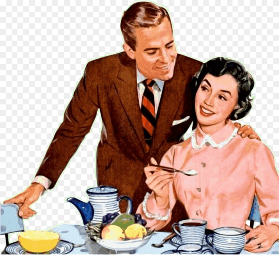 Casal Love Romantic Happy Couple Vintage Welxome To The 1950s, Fork, Meal, Food, Cutlery Png