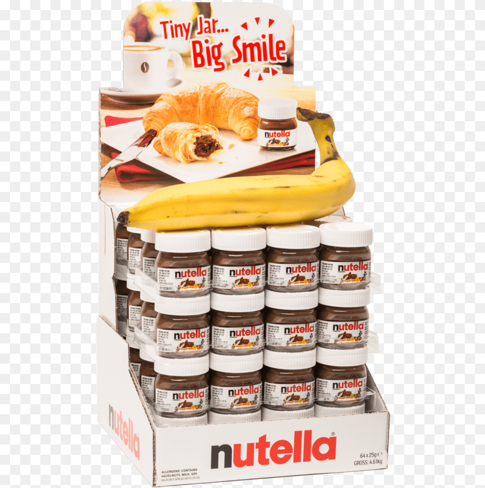 Case Of Nutella 25 Gram Fun Size Jar 25 Gr Nutella, Bread, Food, Blade, Knife Png Image