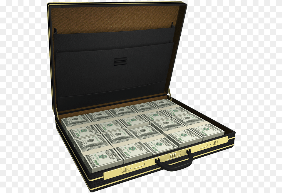 Cash Briefcase Transparent, Bag, Box, Money Png Image