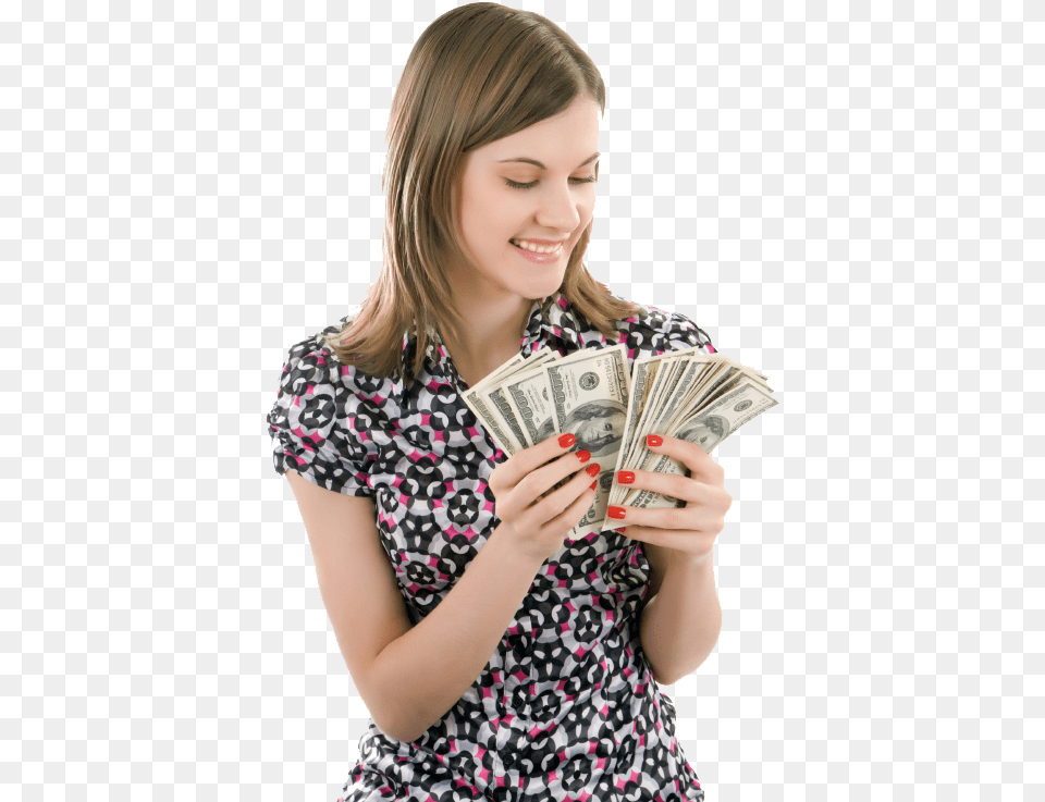 Cash Car Title Loans Girl Counting Money, Photography, Adult, Publication, Person Png Image