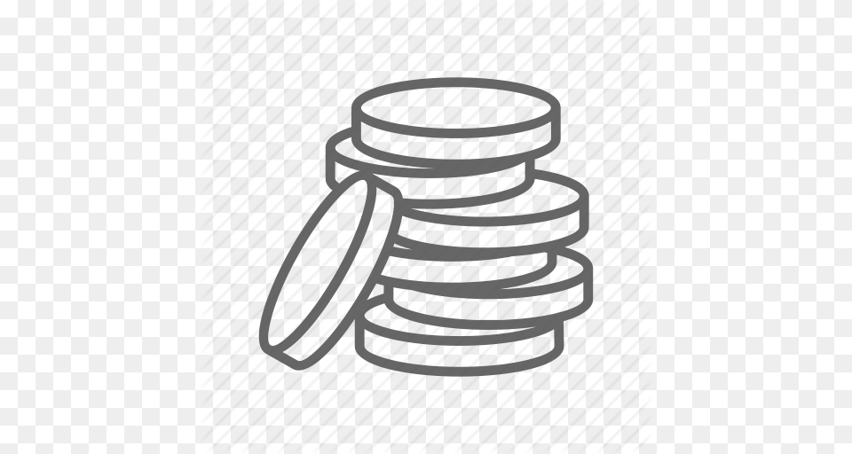 Cash Coin Dollar Finance Line Money Stack Icon, Coil, Spiral, Gate Free Png Download