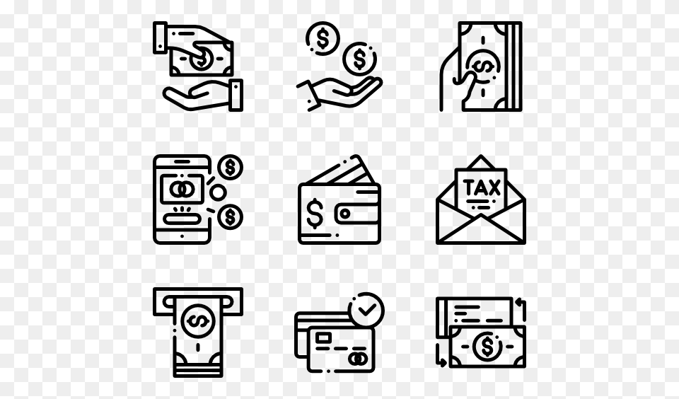 Cash Icons, Gray Free Png Download