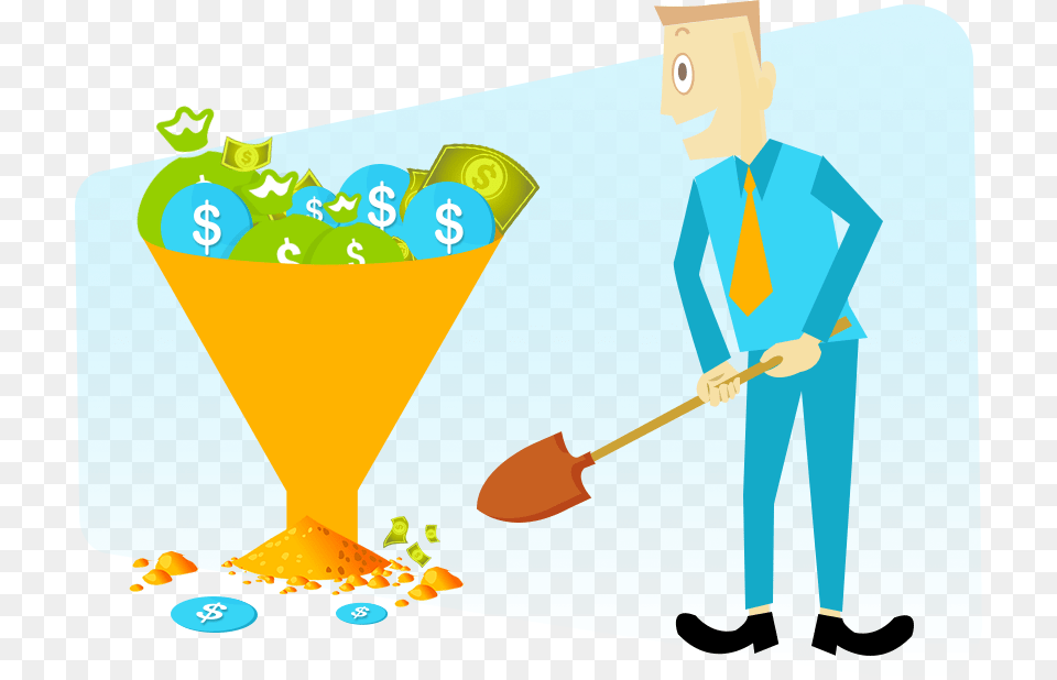 Cash In Sales Funnel, Cleaning, Person, Device, Shovel Free Png