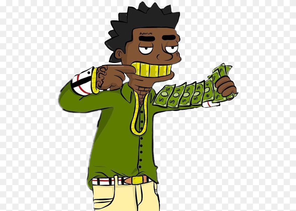 Cash Kodak Kodakblack Rap Trapmusic Rapper Hiphop Carto Kodak Black Cartoon, Person, Face, Head Free Transparent Png