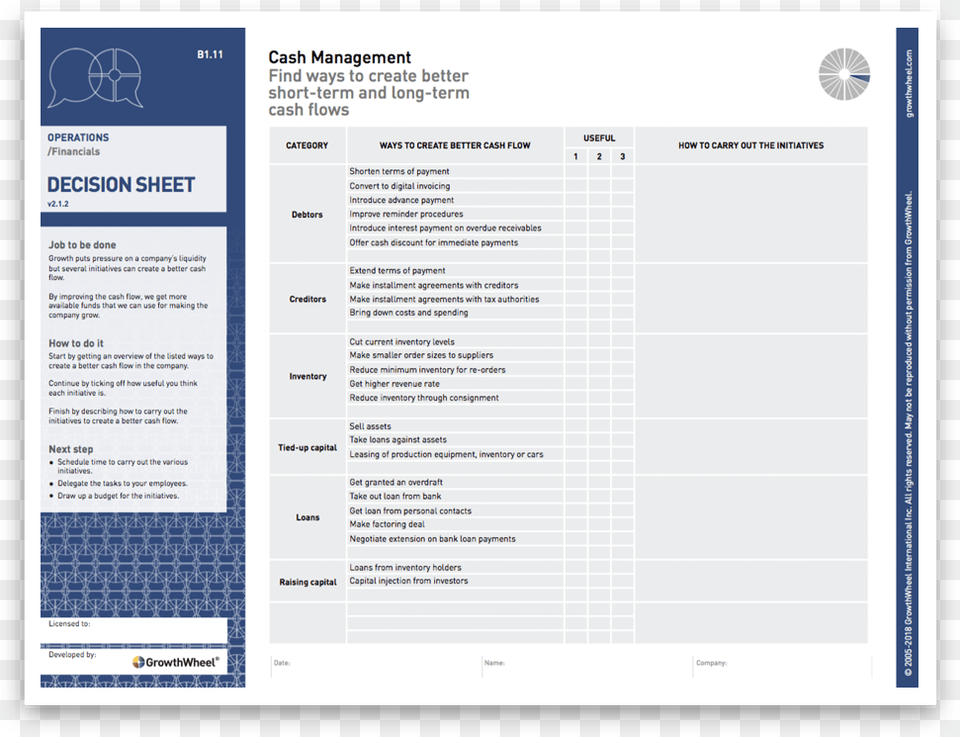 Cash Management Growthwheel Worksheet, Page, Text, Document, Invoice Png Image