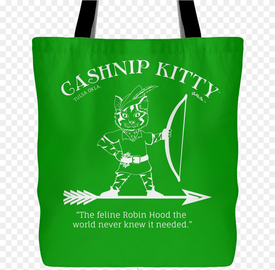 Cashnip Kitty Feline Robin Hood Tote White Logo Tote Bag, Tote Bag, Baby, Person Png