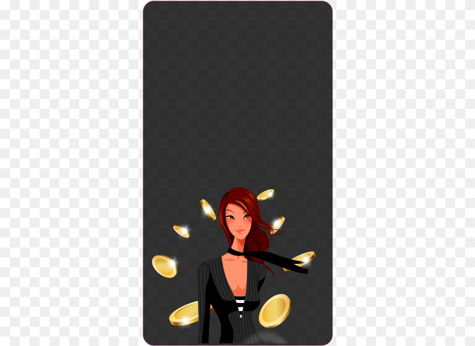 Casino Card Design With Casino Girl Image Cartoon, Adult, Portrait, Photography, Person Free Png Download