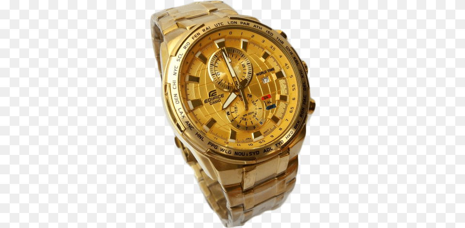 Casio Edifice Full Gold Watch For Men Casio Edifice Golden Watch, Arm, Body Part, Person, Wristwatch Free Transparent Png