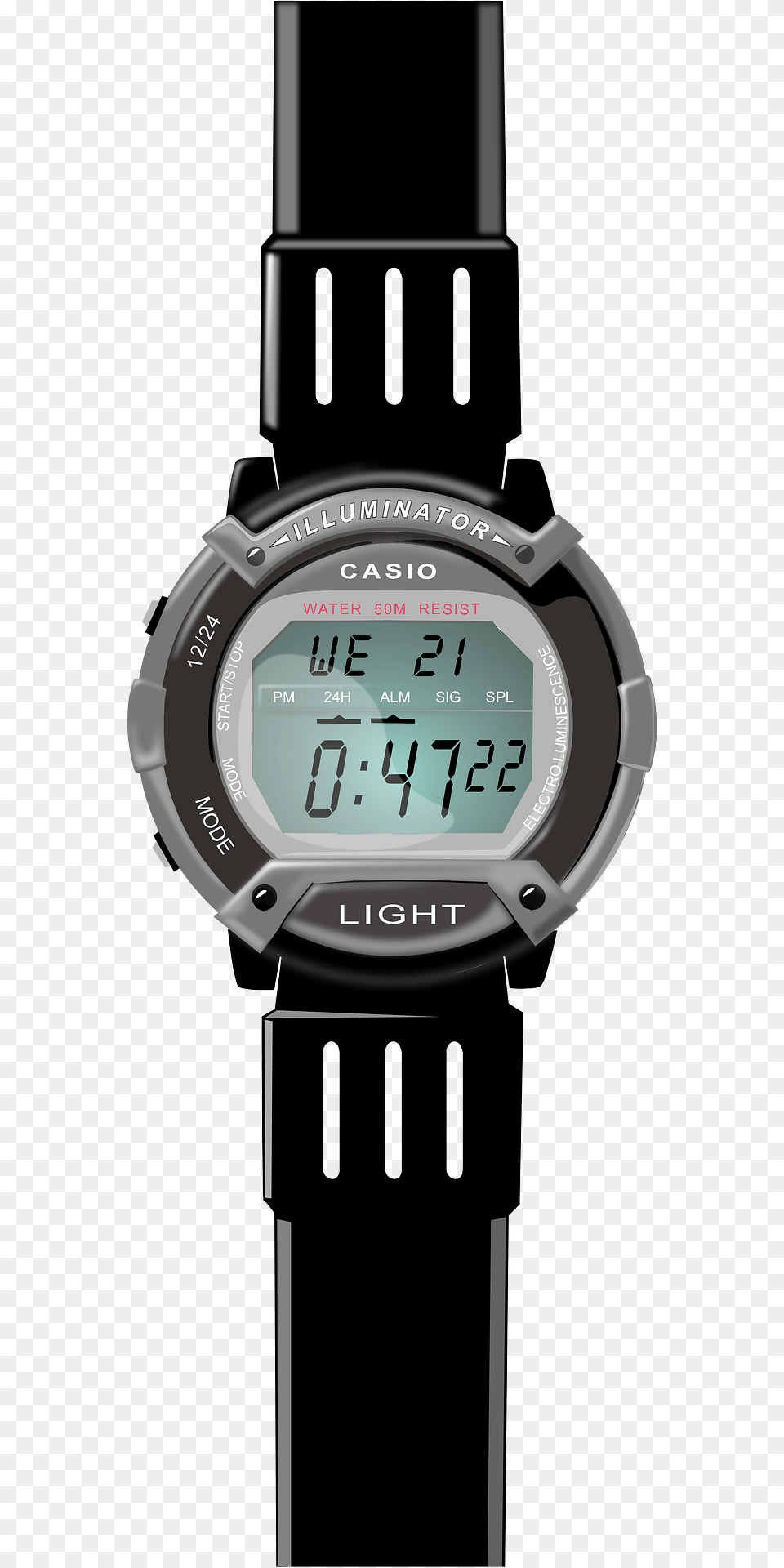 Casio Sportive Wristwatch Clipart, Digital Watch, Electronics, Screen, Monitor Png Image