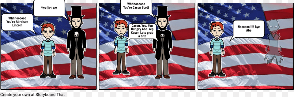 Cason Meets Abraham Lincoln Cartoon, Book, Comics, Publication, American Flag Png
