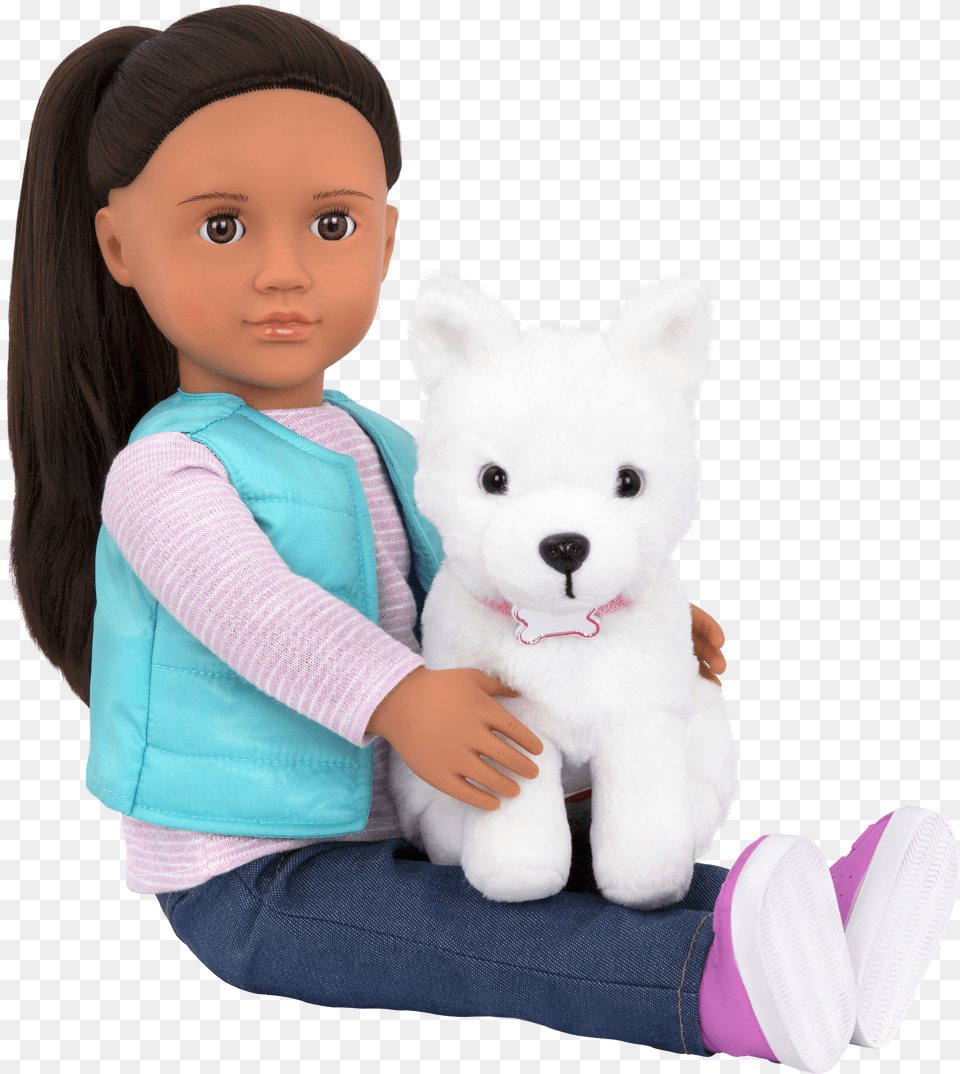 Cassie And Samoyed Sitting, Toy, Child, Female, Girl Png