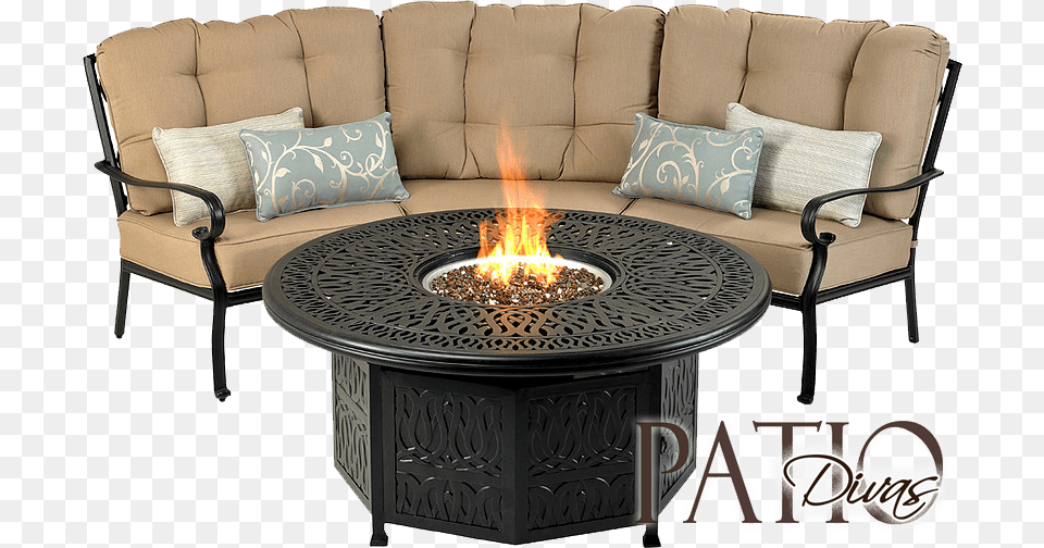 Cast Aluminum Patio Furniture Collections Bridgetown Curved Seating Group, Table, Coffee Table, Couch, Cushion Png