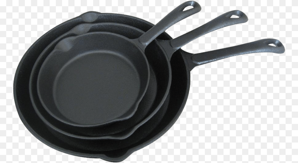 Cast Iron Skillet Trio With Long Handles Frying Pan, Cooking Pan, Cookware, Frying Pan Png