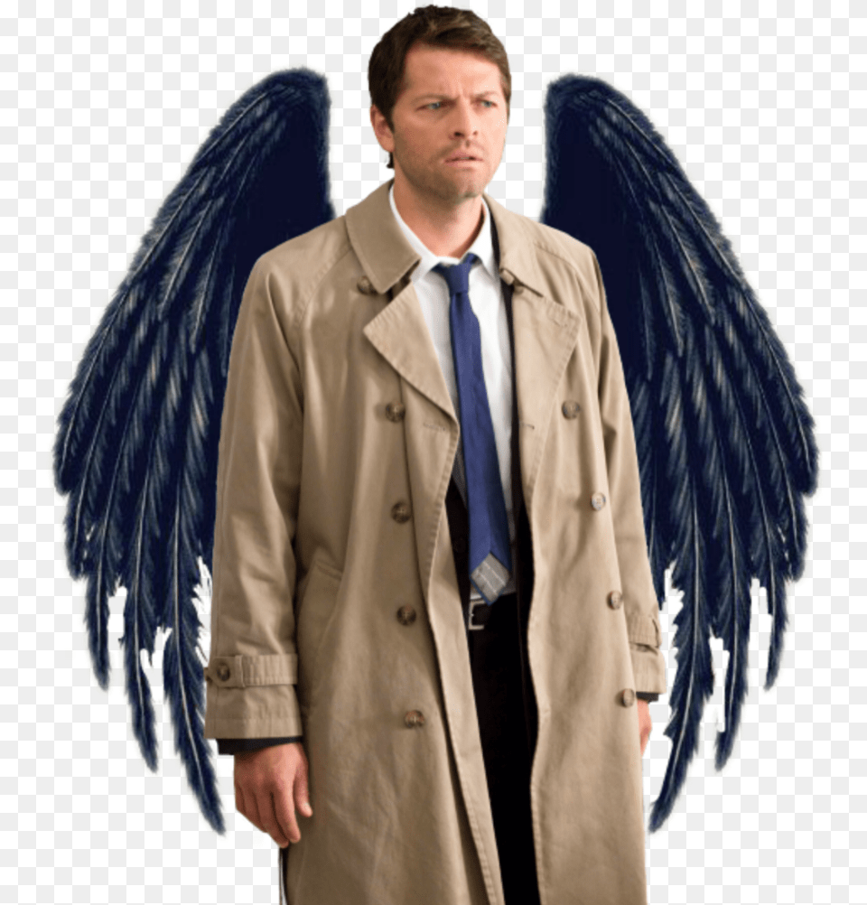 Castiel Supernatural Castiel Tie Backwards, Clothing, Coat, Overcoat, Adult Free Png