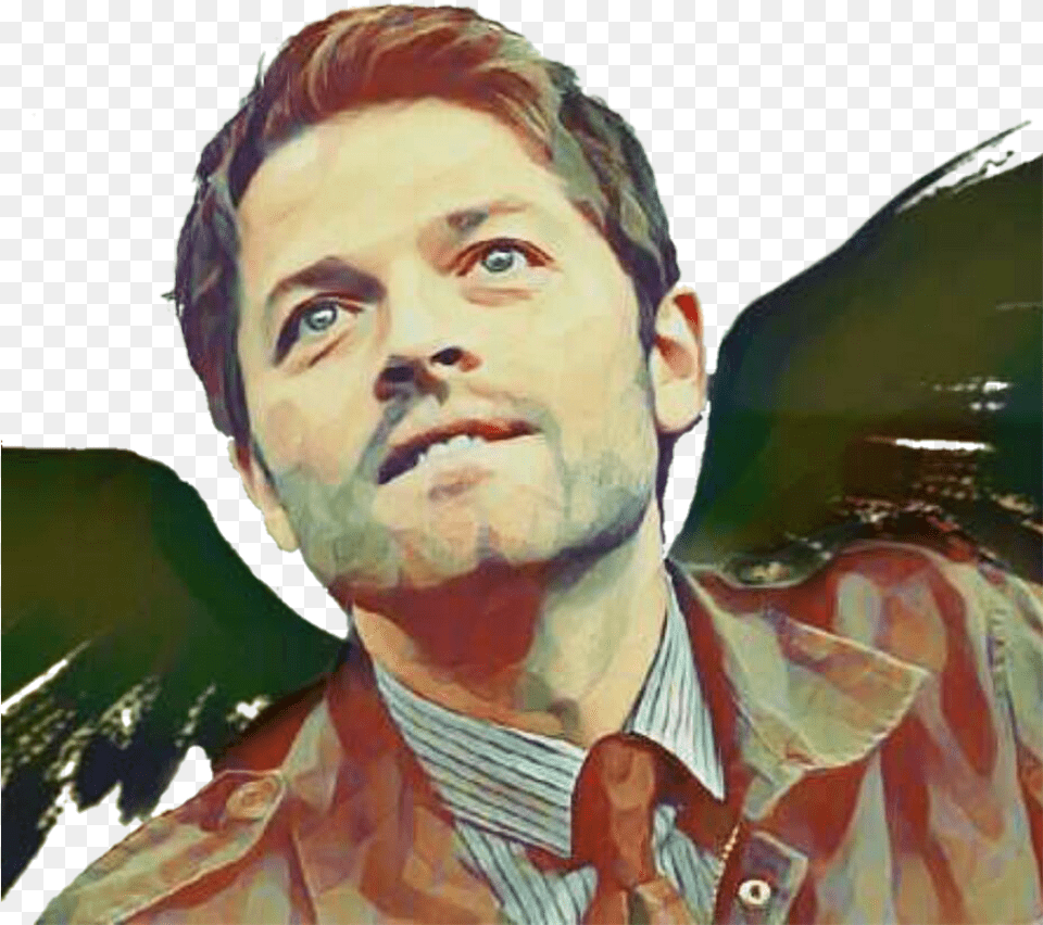 Castiel Supernatural Novak Angel Wings Castielsupernatu Watercolor Paint, Adult, Photography, Person, Painting Png