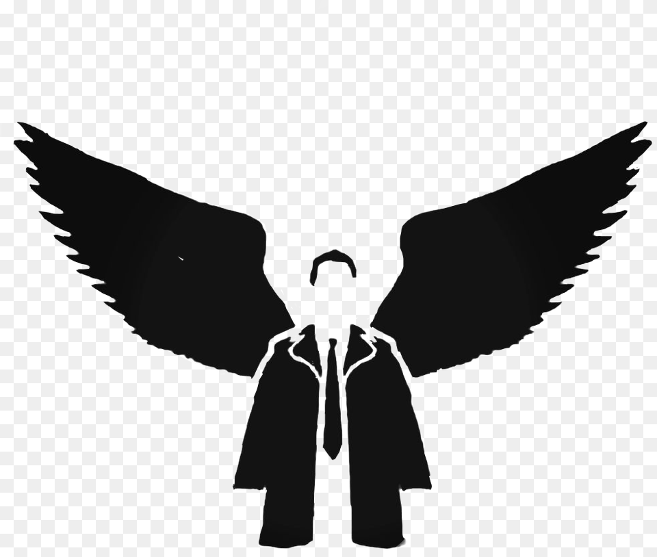 Castiel Supernatural Wings Wing Angel Black Spn Supernatural Castiel Angel Wings, Silhouette, Adult, Bride, Female Free Transparent Png