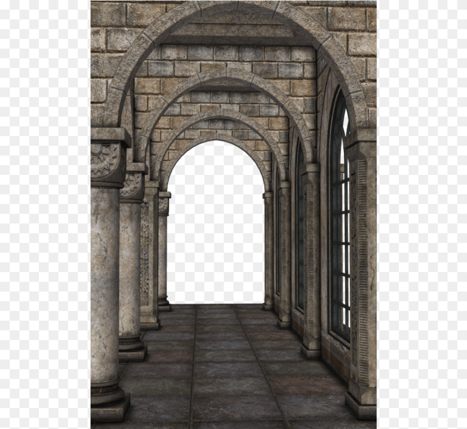 Castle Archway Hallway Hall Hallway Picture Transparent Background, Arch, Architecture, Building, Corridor Png Image